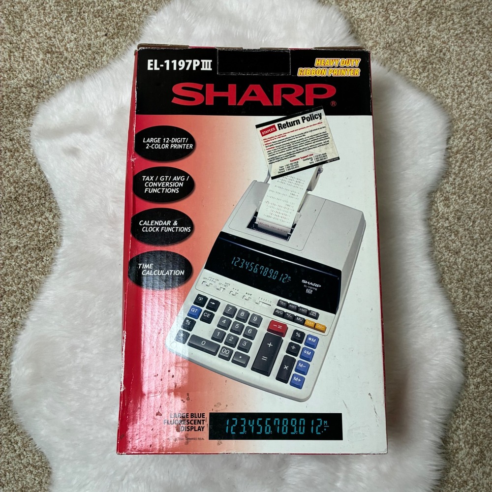 Sharp EL-1197PIII Printing Calculator 12-Digit 2-Color Ribbon Heavy Duty AC